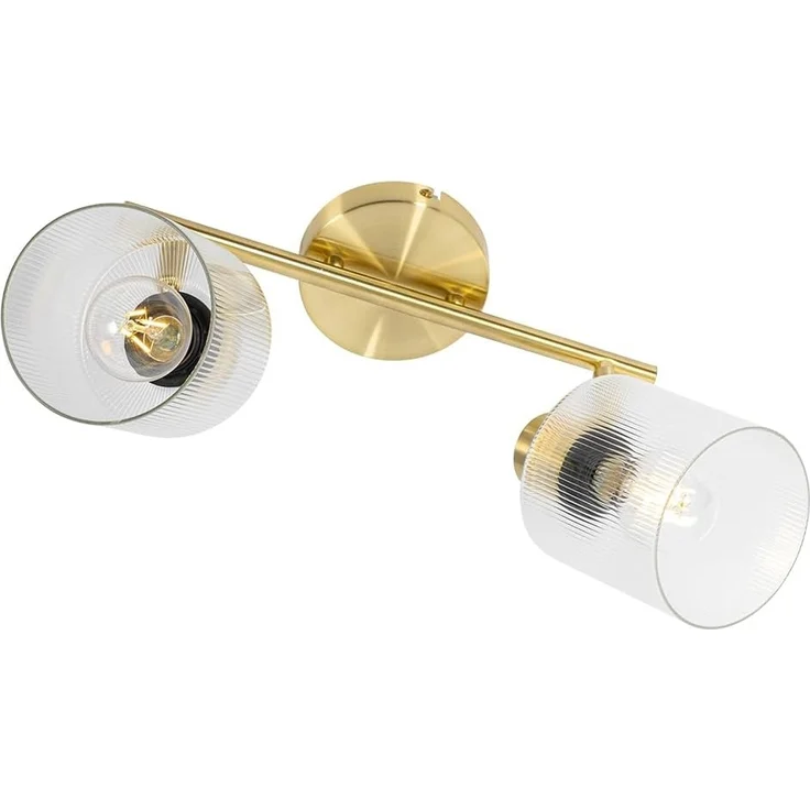 Qazqa LED Aufbaustrahler Laura, ohne Leuchtmittel, E27, Gold, Art Deco, Glas, 2-flammig – Bild 9