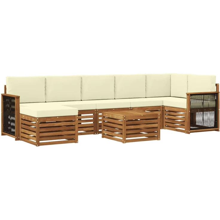 vidaXL Outdoor-Sofagarnitur 8 stk. 8-Sitzer Natur und Creme 3384651 – Bild 2