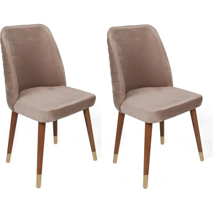 Skye Decor 'Hugo-384 V2' Stuhlset (2-teilig), Beige / Walnuss, 50 x 90 x 49 cm