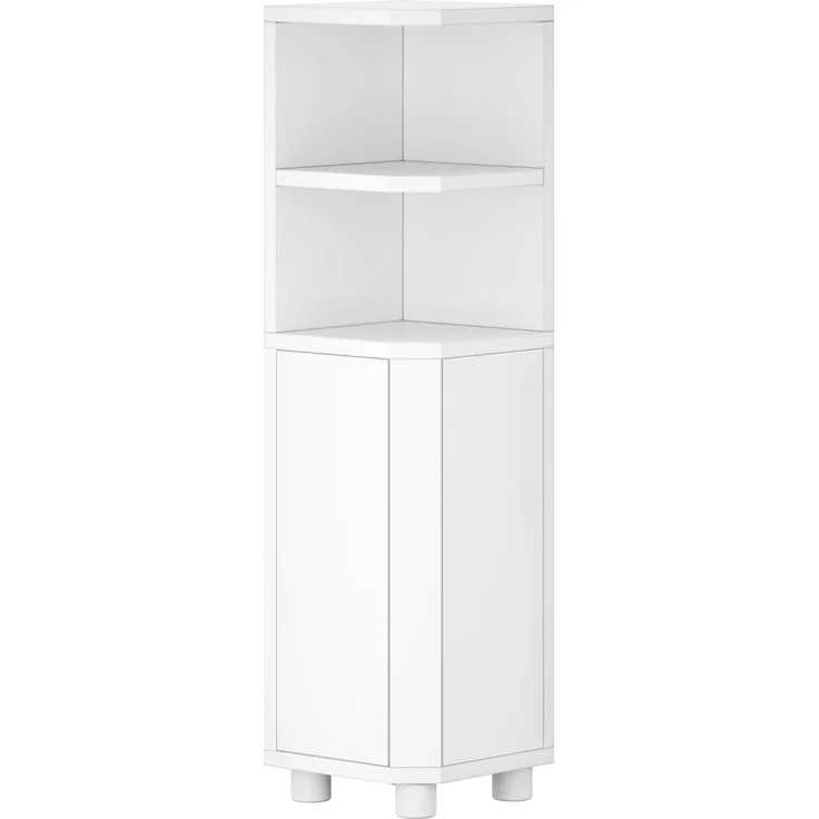 Badezimmerschrank, Eckschrank Badschrank, Toilettenschrank mit verstellbare Ablagen, 2 Seitentüren, schmales Badregal, einfache Montage, 20 x 20 x 79 cm, weiß – Bild 2