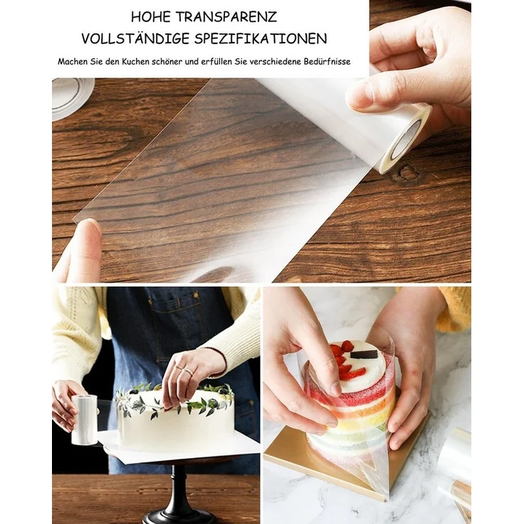 SinLaw Tortenwerkzeug Tortenrandfolie, Tortenring hoch 10m, klarer gerollter Tortenkragen, (4-tlg), Zubehör für Schokoladen- und Moussekuchen-Dessertdekorationen – Bild 3