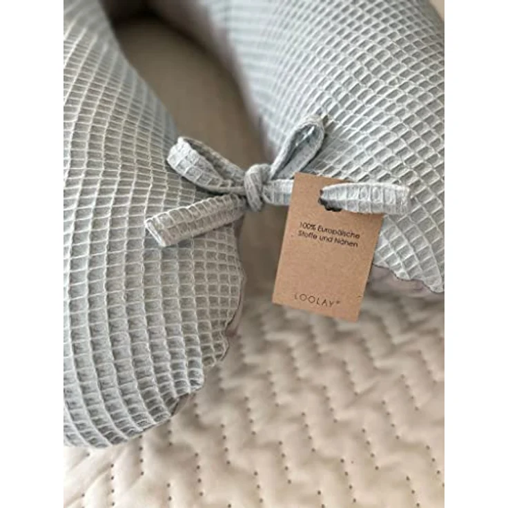 Loolay Stillkissen WAFFELPIQUE/ GLATT Schwangerschaftskissen Seitenschläferkissen Kissen, Baumwolle M/ L u. L/ XL Kissen + Waffelstoff BEZUG abnehmbar Reißverschluss, 170 und 190 cm Lagerungskissen Geschenk GRAU MINZE ROSA GELB, 100% Europäische PREMIU... – Bild 8