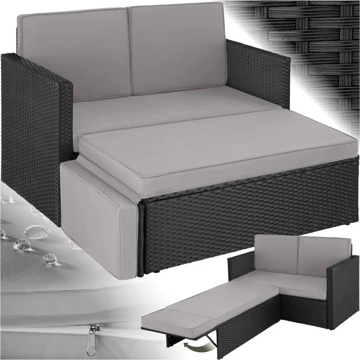 tectake Loungeset Rattan Lounge, (Set, 2-tlg), 2-Sitzer – Bild 5