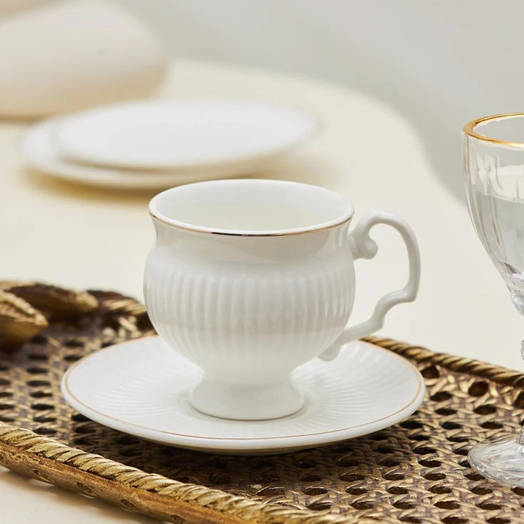 Karaca Kaffeeservice Malta 6 Personen Kaffeetassen-Set 100 ml - Stilvolle Porzellan – Bild 6