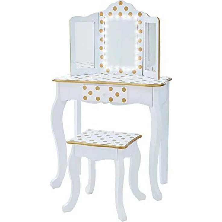 Fantasy Fields Gisele Kinder Schminktisch/Waschtisch Mit Lichtern Weiß/Gold TD-11670ML – Bild 1