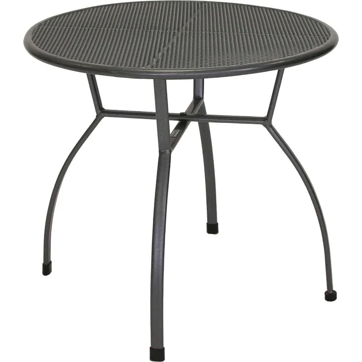 greemotion Gartentisch rund wetterfest, stabiler Stahltisch mit kunststoffummantelter Oberfläche, höhenverstellbar, Bistro Tisch Outdoor, Balkontisch, Esstisch Garten, ? 80x74 cm, eisengrau