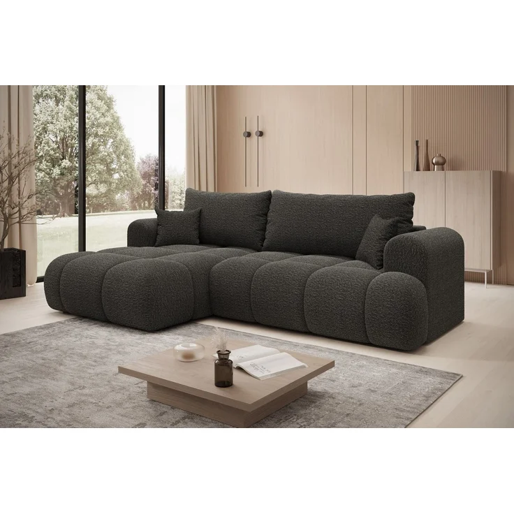 thematys Ecksofa TREVIO 260 x 165 cm, mit Schlaffunktion, mit Bettkasten, Dunkelgrau (Fredo 40), Ausrichtung links – Bild 2