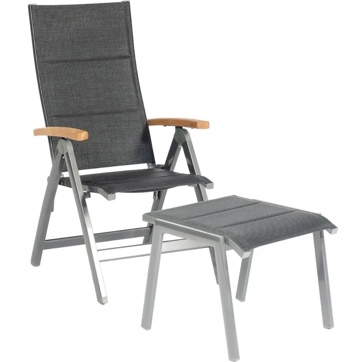 Sonnenpartner Klappsessel Sierra mit Fußhocker Aluminium mit Textilen anthrazit Klapp-Sessel Klappst
