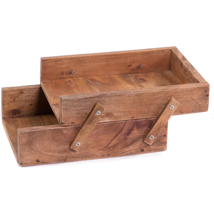 DESIGN DELIGHTS Aufbewahrungsbox DOKUMENTENABLAGE "SLIDE", Altholz massiv Holz, 2 Fächer, Büro Organi – Bild 7