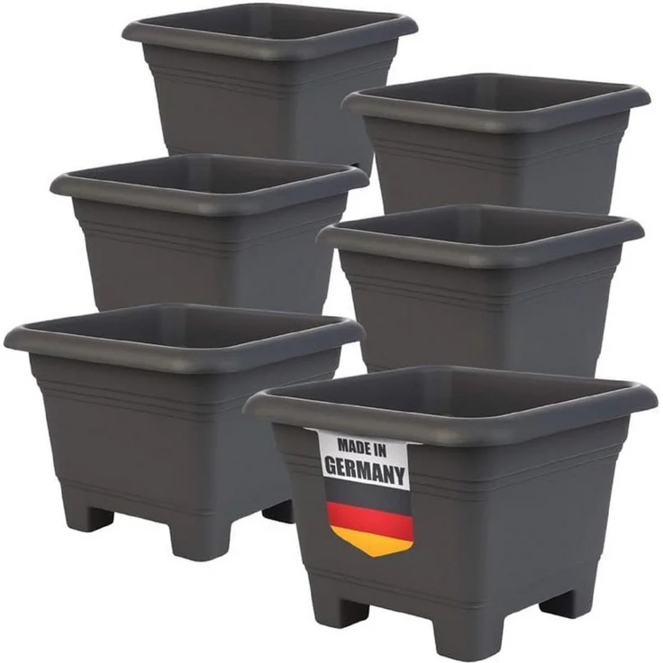 2friends Pflanzkübel 6er Set - Eckiger Blumentopf groß draußen in Anthrazit, Pflanztöpfe groß für Garten & Terrasse, 38 x 38 x 28 cm – Bild 5