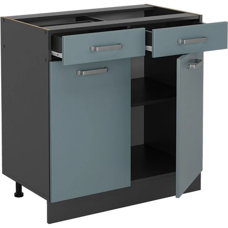 Küchenunterschrank R-Line Blau-Grau 80 cm ohne Arbeitsplatte Vicco – Bild 3