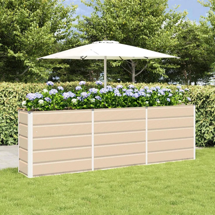vidaXL Pflanzkübel Elfenbein 240 x 40 x 75 cm Stahl 42018085 – Bild 1