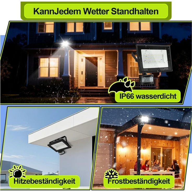 Clanmacy LED Flutlichtstrahler LED Fluter mit Bewegungsmelder 4X 10W Außenleuchte Kaltweiß Spotlight – Bild 3