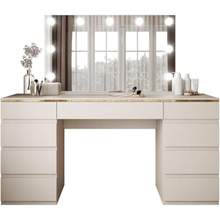 Lookway Schminktisch AURORA DOUBLE KASZMIR mit Schubladen (1x Schminktisch, 1xSpiegel mit LED), mit LED, mit Spiegel, mit Schubladen
