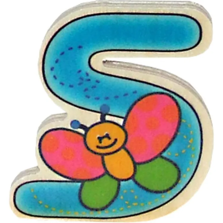 Hess Holzspielzeug 0044S - Buchstabe aus Holz, mit buntem Tiermotiv passend zum Konsonant S, ca. 5x6 cm groß, handgefertigt, als Dekoration für´s Kinderzimmer
