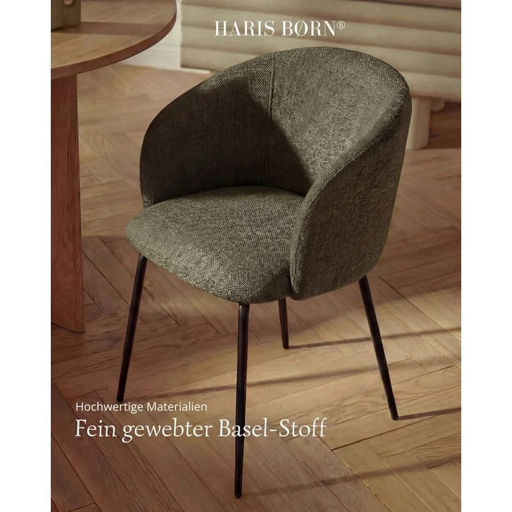 Haris Børn Esszimmerstuhl mit Armlehnen NØR - Hochwertige Polsterstühle für Esszimmer (Set, 2 St), Grün - Premium Esszimmer Stühle & Wohnzimmer Stühle – Bild 4