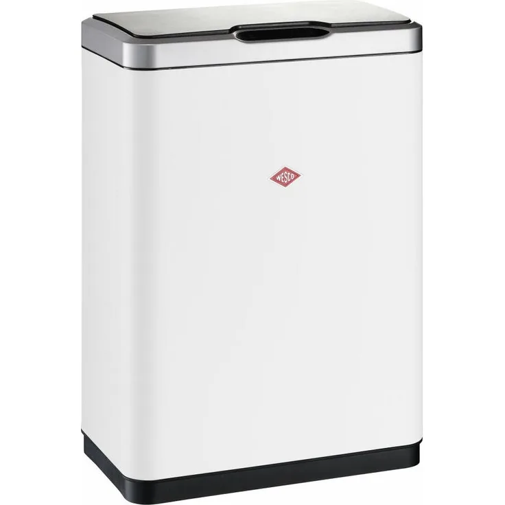 Wesco i. Master Double Mülleimer mit Infrarot-Sensor, automatischer Abfalleimer, Stahlblech, Kunststoff, Weiß Matt, 2x20 L, 382411-74