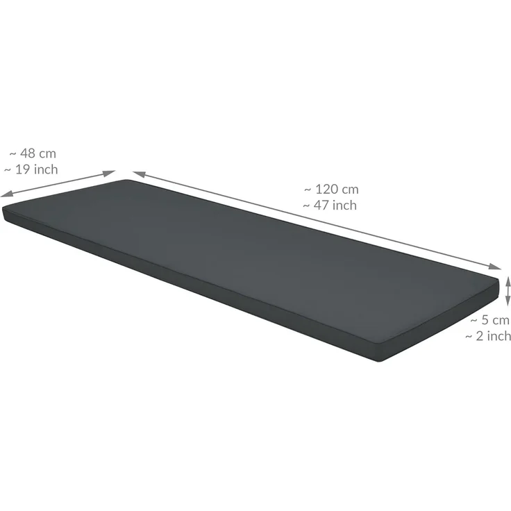 Beautissu Bankauflage Base BK Graphitgrau, 120 x 48 x 5 cm – Bild 4