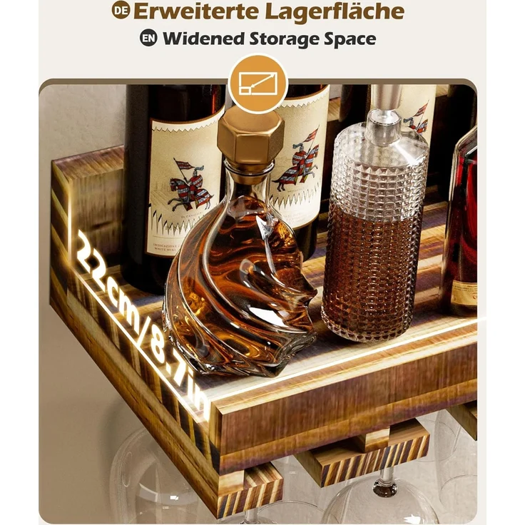 Yorbay Weinregal Set, Weinregal aus Holz Wandregal für Flaschen & Gläser, Wandregal Wandmontiertes Weinregal – Bild 4