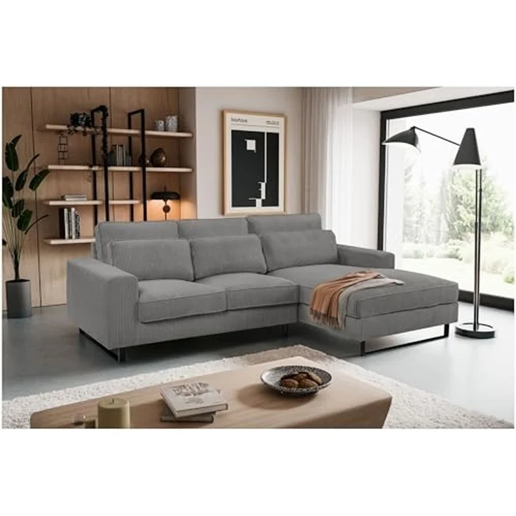 Ecksofa (B/H/T: 276x91x183 cm) in Grau – Bild 2