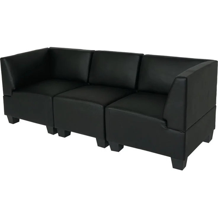 MCW Modular 3-Sitzer Sofa, Schwarz, Textil, Clipsystem, Bequeme Sitzpolsterung, Moderner Lounge-Stil, 197x76x72 cm