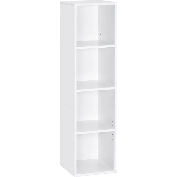 Mondeer Bücherregal Würfelregal, Standregal, Wandregal, Bücherschrank aus Holz mit 4 Fächer, Weiß