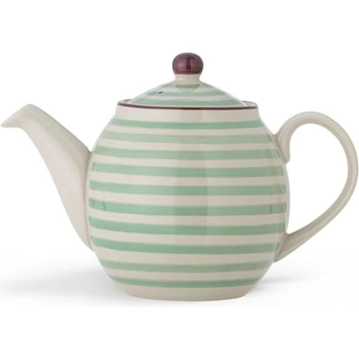 Bloomingville Teekanne Patrizia, green 1,2L Keramik Teekännchen gestreift dänisches Design – Bild 1