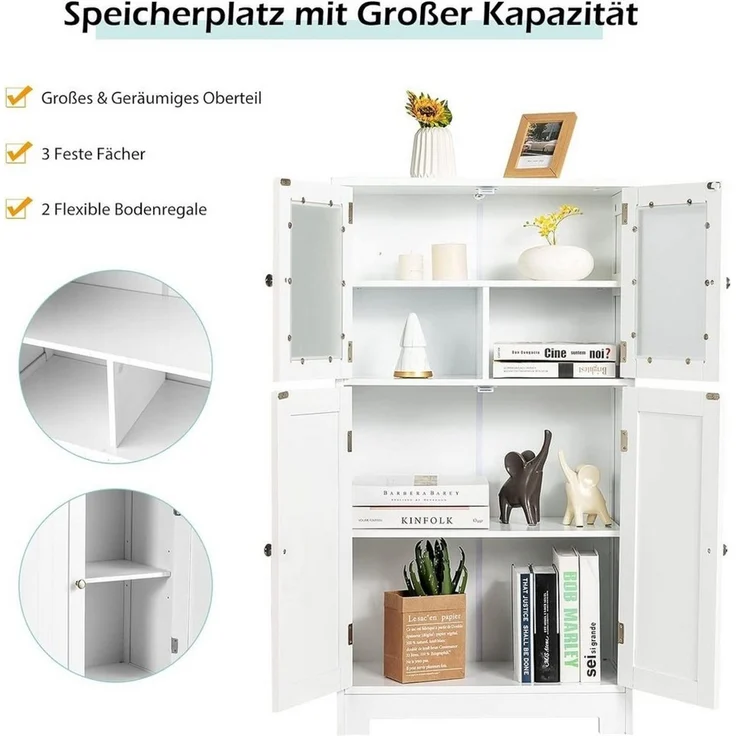 KOMFOTTEU Hochschrank Küchenschrank mit 3 Ebenen,4 Türen – Bild 2