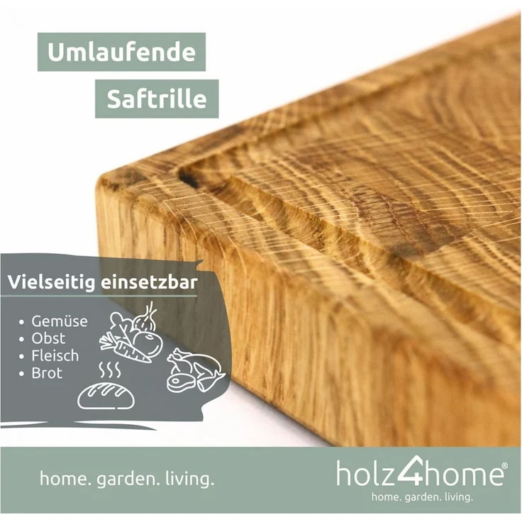 Premium Schneidebrett - Stirnholz, Eiche - 40 x 30 x 4cm – Bild 3
