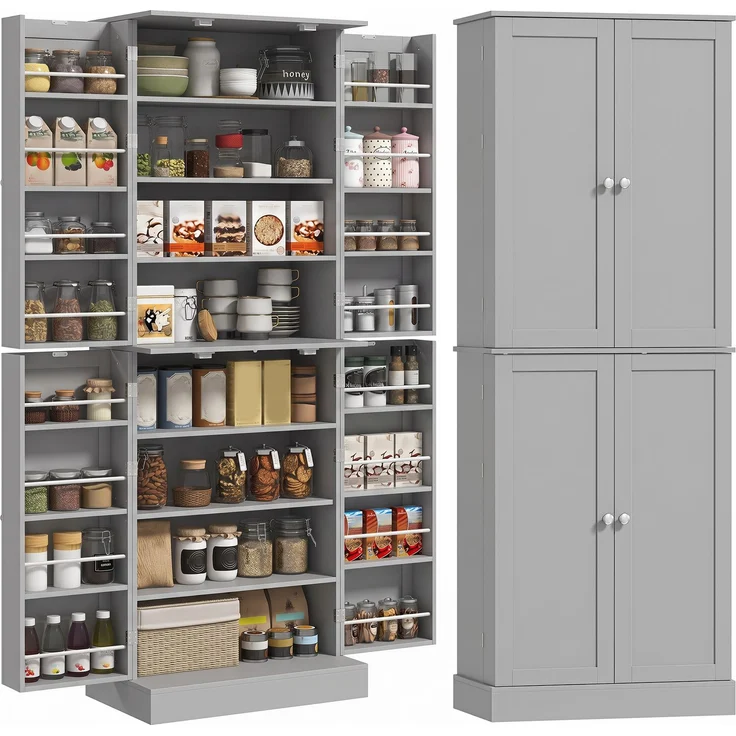 MELAYR, Moderner Küchenbuffet-Schrank 60 x 35 x 166 cm Grau – Bild 1