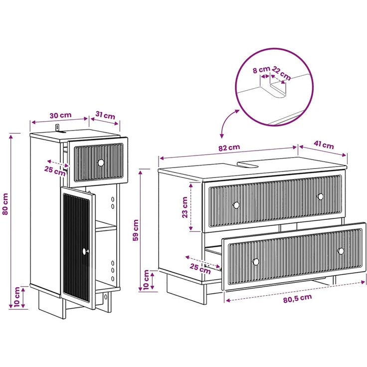 vidaXL 2-teiliges Badezimmer Schrank Set EDE Sonoma-Eiche 3417659 – Bild 8