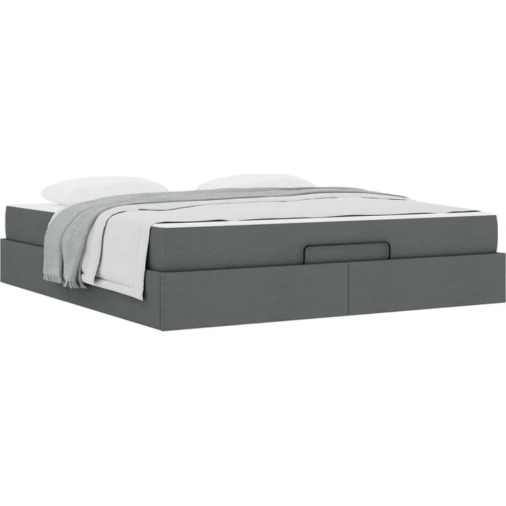 vidaXL Bettgestell mit Matratze mit Matratze 2 pcs Dunkelgrau Stoff 3399509 – Bild 2