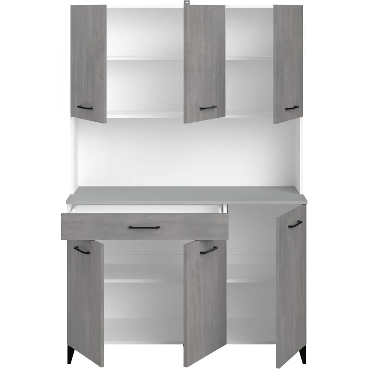Parisot Küche Buffet Malice in Beton grau und weiß 120 cm – Bild 3