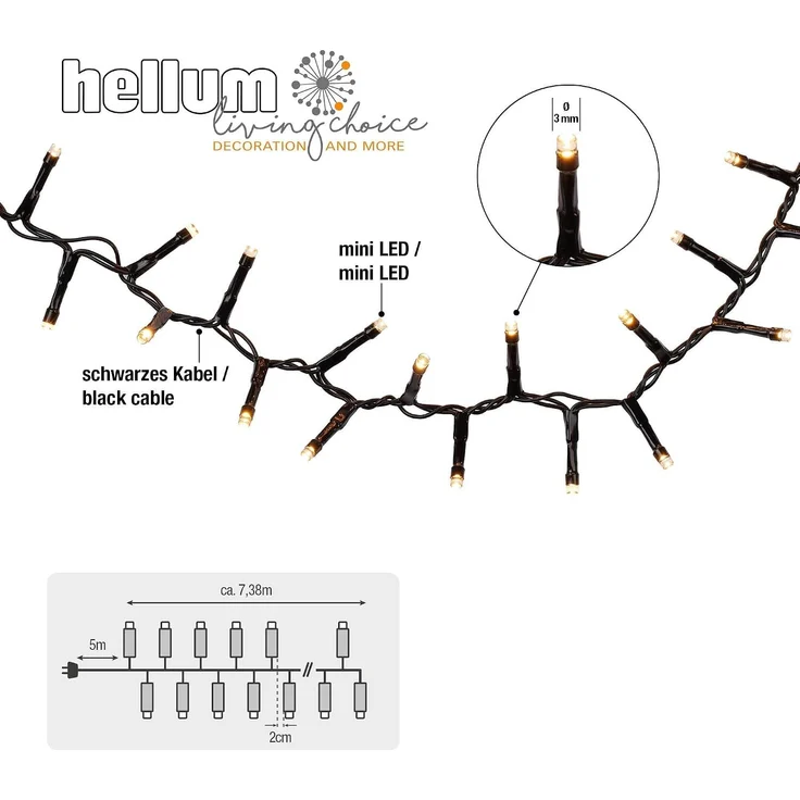 Hellum LED-Lichterkette 370-tlg. LED-Snake-Light 530179 – Bild 3