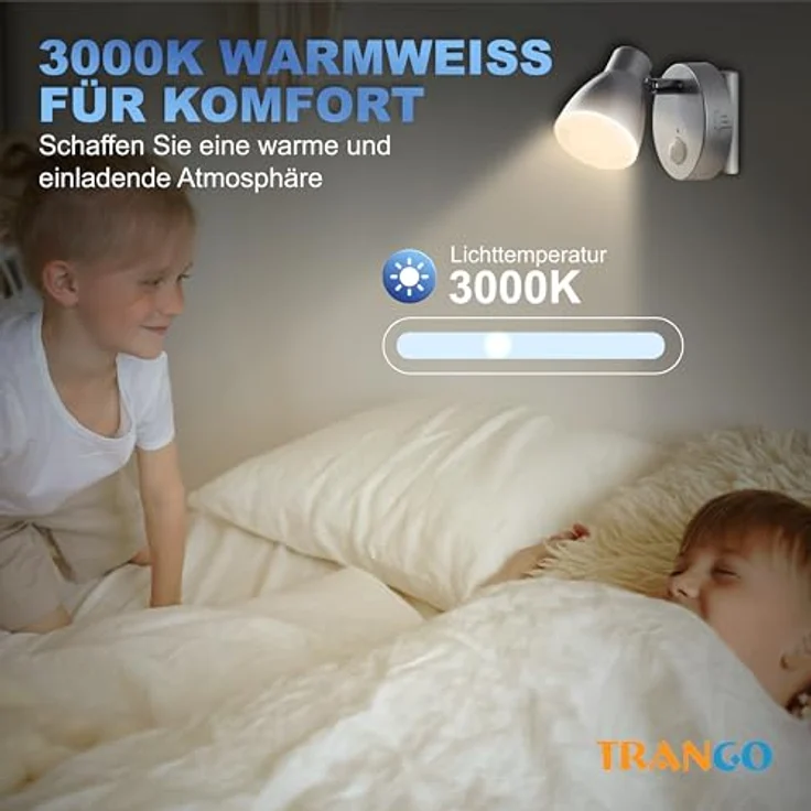 TRANGO LED Nachtlicht, Bewegungsmelder, 2635-014 LED Sensor Steckdosenlampe *MILO* mit Automatikfunktion in Silber Sicherheitslicht 230V, Wandlampe, Orientierungslicht, Nachtlampe, Steckdosenlicht – Bild 5