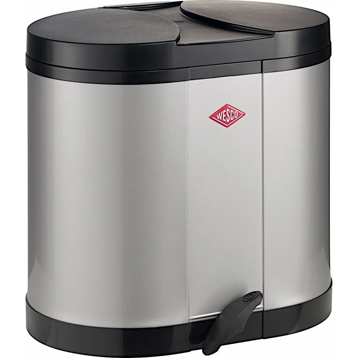 Wesco 'Ökosammler 170' Abfalleimer mit Fußtritt und 2-fach Trennung, 30 (2x15) Liter, Stahlblech, Silber – Bild 6