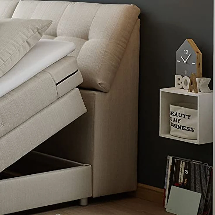 Lomadox Boxspringbett CONCORD3M-09, elektrisch verstellbar, 120x200 cm, 7-Zonen-Tonnentaschenfederkern, Artemis 1 Ivory creme – Bild 5