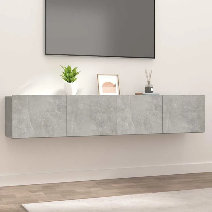 2 pcs TV-Schrank, Lowboard Betongrau 80x30x30 cm Holzwerkstoff