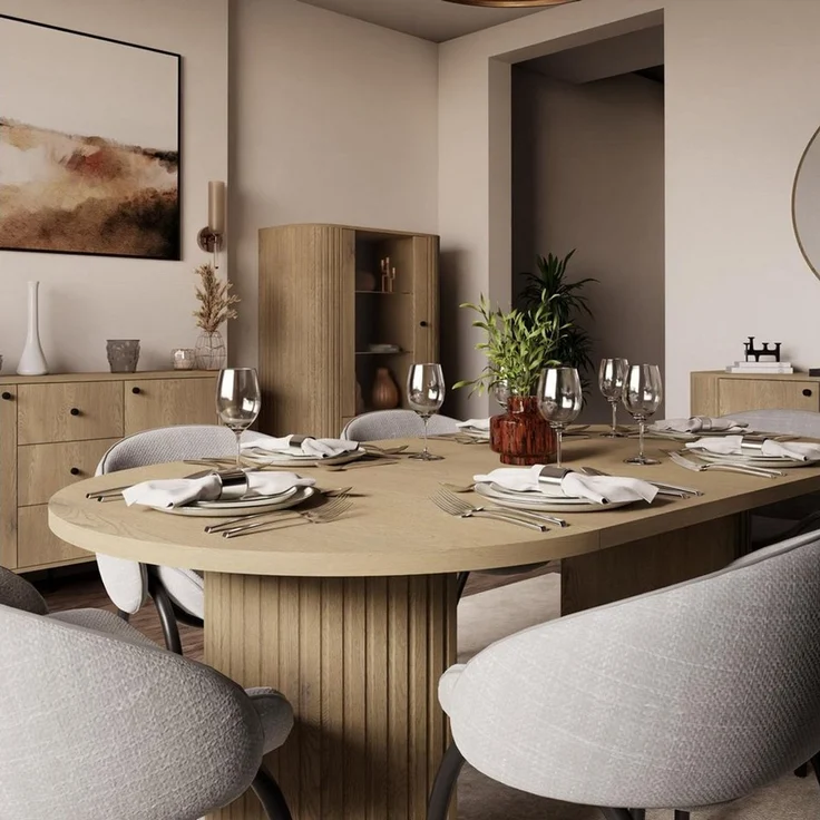 Compleo Esstisch rund, ausziehbar 100-188 cm, Küchentisch Beige oder Eiche cremona, MADE IN EU, Esszimmer modern ZANTO – Bild 2
