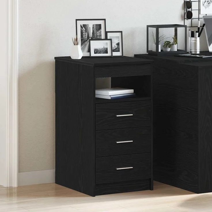 vidaXL Schubladenschrank Schwarz Eichen-Optik 40x50x76cm Holzwerkstoff 862009 – Bild 2