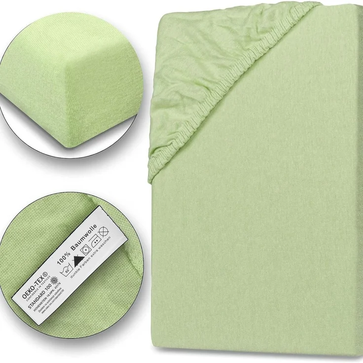 Jersey Spannbettlaken 140-160x200 100% Baumwolle weich bügelfrei komfort Grün – Bild 1