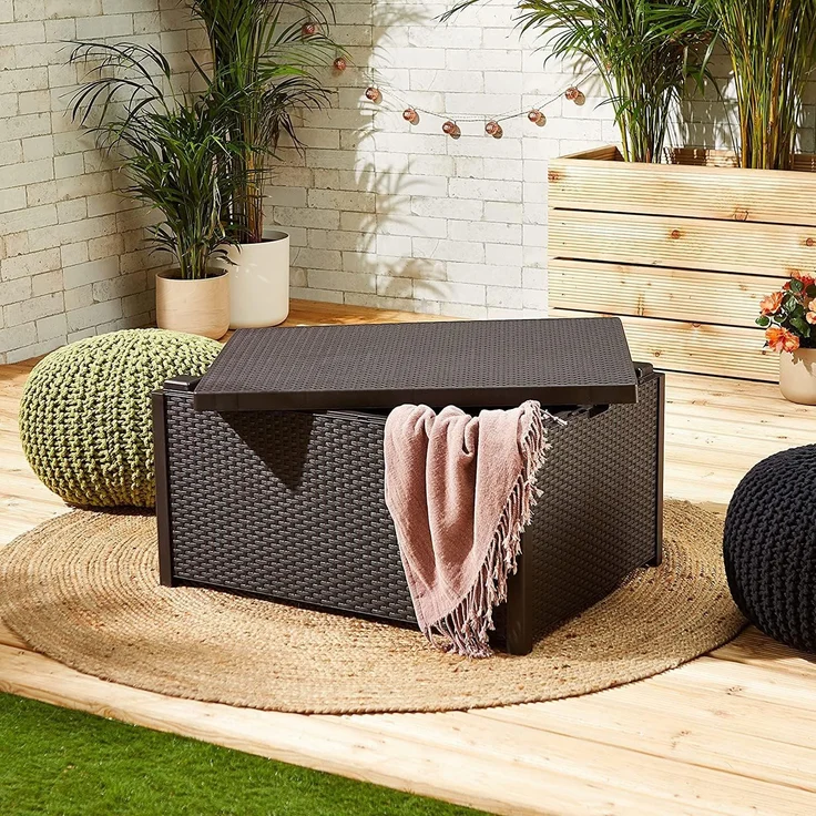 Allibert 220001 Lounge Tisch Arica, Kissenboxfunktion, Rattanoptik, Kunststoff, braun – Bild 5