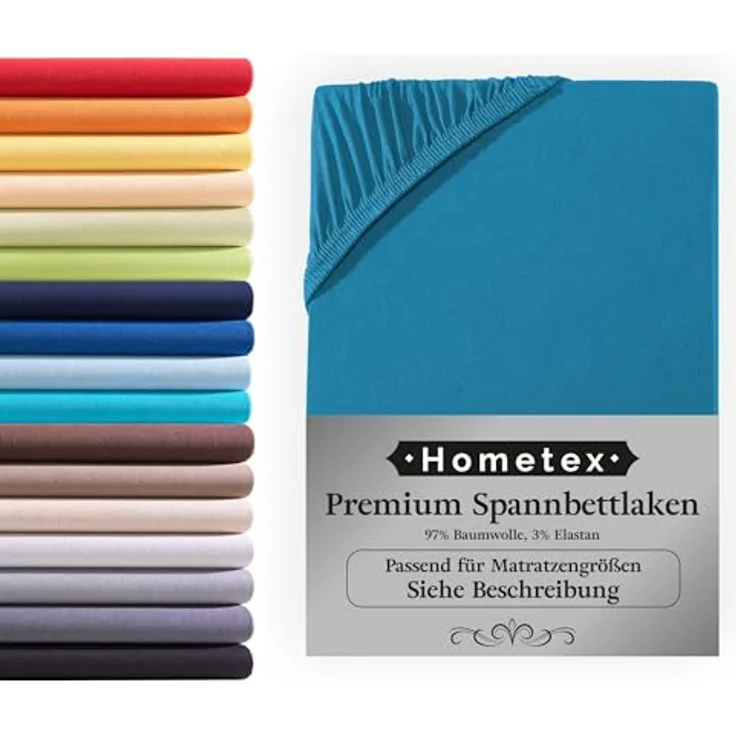Hometex Premium Textiles Spannbettlaken Premium Boxspringbett Spannbetttuch ideal für Wasserbett und Matratzen, Jersey, Gummizug: Rundumgummizug, Spannbettlaken Premium Qualität 190 g/m², Gekämmte Baumwolle – Bild 2