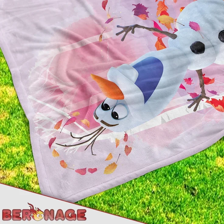 BERONAGE Tagesdecke Frozen Die Eiskönigin Decke Olaf Summer 130x170 cm Kuscheldecke, passend zur Bettwäsche, ideal für Sofa, Couch, Bett, Auto, Camping – Bild 4