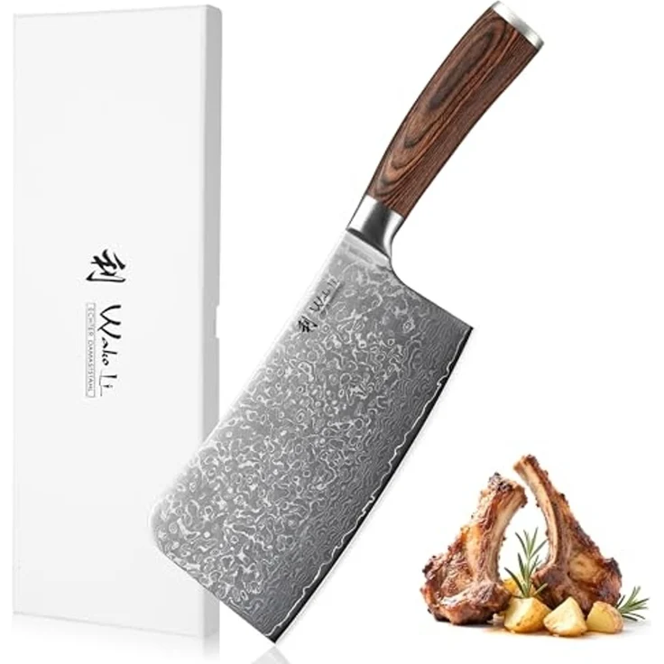 Wakoli Hackmesser EDIB Sakura Damast Knochenhackmesser Küchenmesser 18 cm Klinge – Bild 1