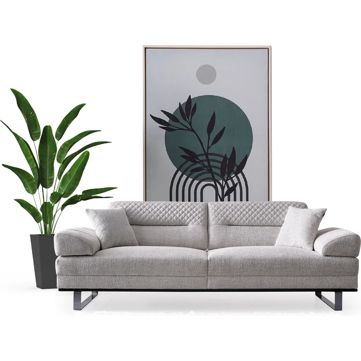 Sitzgruppe/Sofa Set - Wohnzimmergarnitur "Cosmos" 3+3+1-Hellgrau – Bild 3