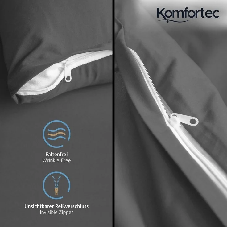 Komfortec Bettwäsche Premium, 135 x 200 bis 220 x 240 cm, 6 verschiedene Größen zur Auswahl, gebürstet 100% Mikrofaser, 4 teilig, Superweiches Bettwäsche-Set, Knitterfrei, Atmungsaktiv – Bild 3