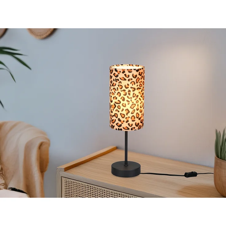 Tischlampe PARDINA mit Stoffschirm Leopardenmuster, Höhe 36,5cm – Bild 1