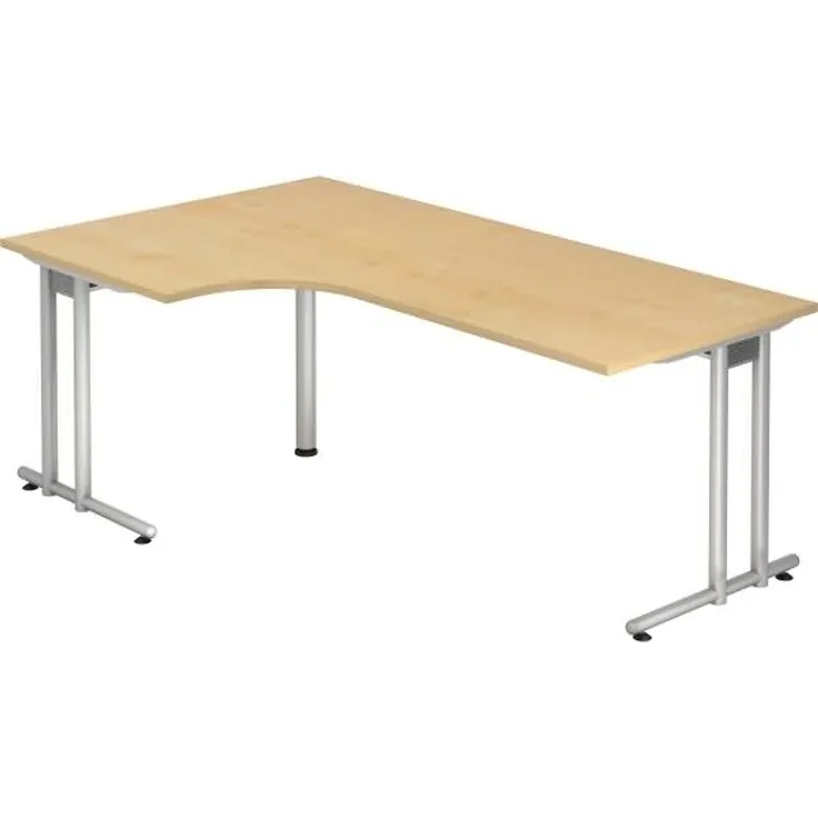 Winkeltisch NS82 C-Fuß 200x120cm 90° Ahorn Gestellfarbe: Silber