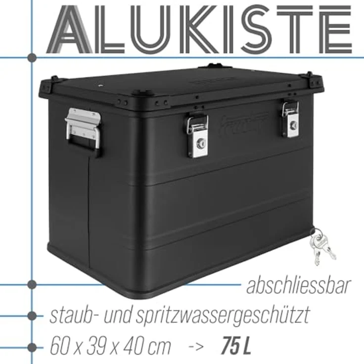 Trucky Allzweckkiste Aluminium Box mit Deckel Schwarz Alukiste 75 Liter Aufbewahrungsbox – Bild 2